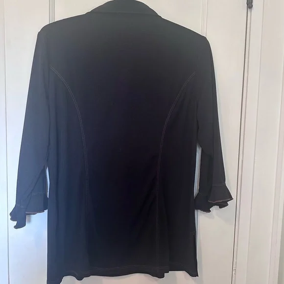 AGB Byer California Vintage Black Empire Waist Two Button Shirt, Versatile Style - Picture 3 of 10